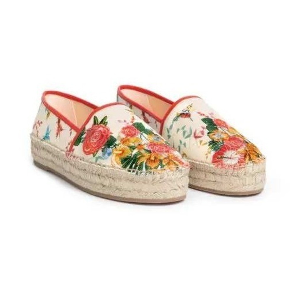 Johnny Was Andra Floral Embroidered Espadrille Platform‎ Slip On Flats 9